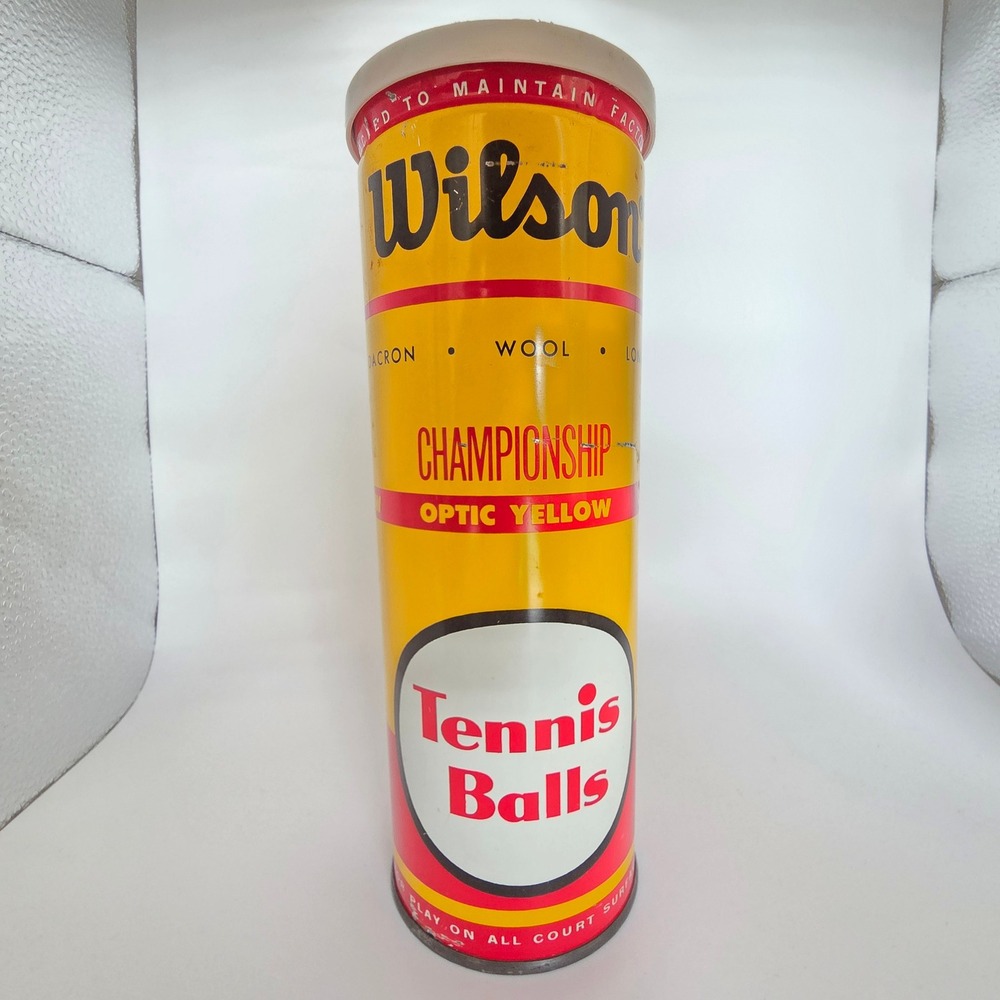 Vintage Wilson Tennis Ball Canister OS Yellow Championship Sealed Made in USA